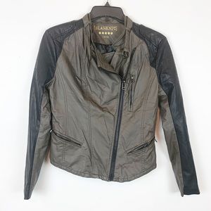 BLANK NYC VEGAN LEATHER TWO TONE MOTO ZIP JACKET
